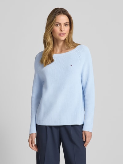 Tommy Hilfiger Regular fit gebreide pullover van zuiver katoen Lichtblauw - 4