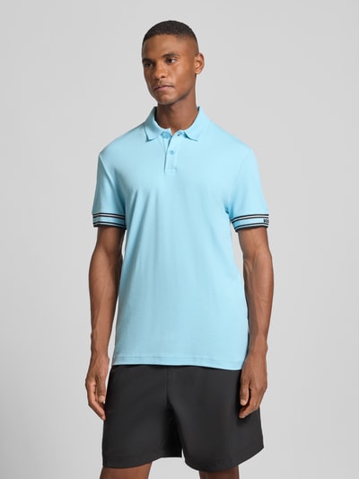 BOSS Green Slim Fit Poloshirt aus reiner Baumwolle Hellblau 4