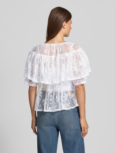 VERO MODA Bluzka o luźnym kroju z koronki model „CELINE” Złamany biały 5