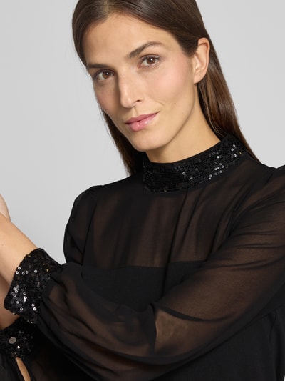 Apricot Semitransparentes Minikleid mit Pailletten Dunkelgruen 3