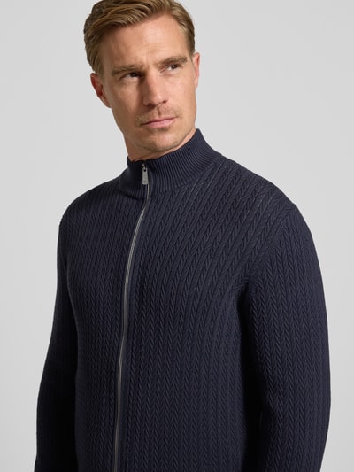 Christian Berg Men Gebreid jack met ritssluiting  Marineblauw - 3