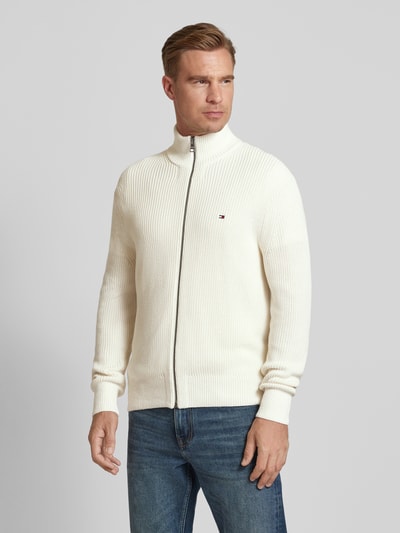 Tommy Hilfiger Strickjacke mit geripptem Stehkragen Offwhite 4