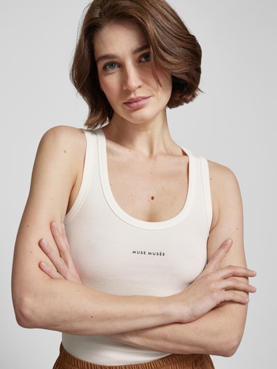 Copenhagen Muse Tanktop in unifarbenem Design und Ripp-Optik Offwhite 3