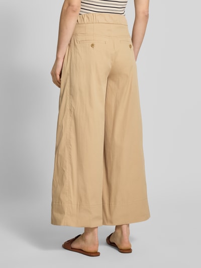 MAC Wide Leg Stoffhose mit verkürztem Schnitt Modell 'Leonie' Beige 5