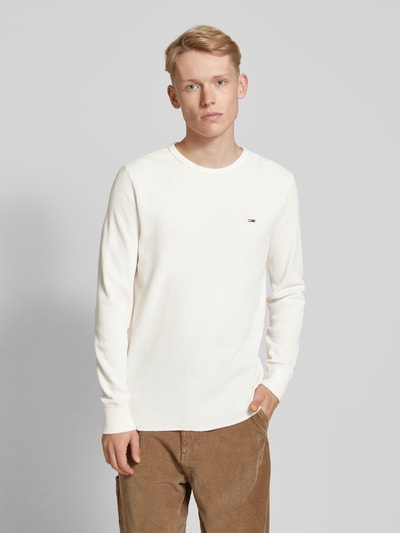 Tommy Jeans Slim Fit Longsleeve mit Label-Stitching Offwhite 4