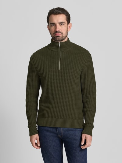 SELECTED HOMME Regular fit schipperstrui in wafelstructuur, model 'TOM' Donkergroen - 4