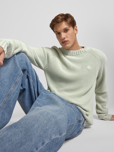 Hugo Blue Gebreide pullover met logostitching, model 'Sondye' Lichtgroen - 3