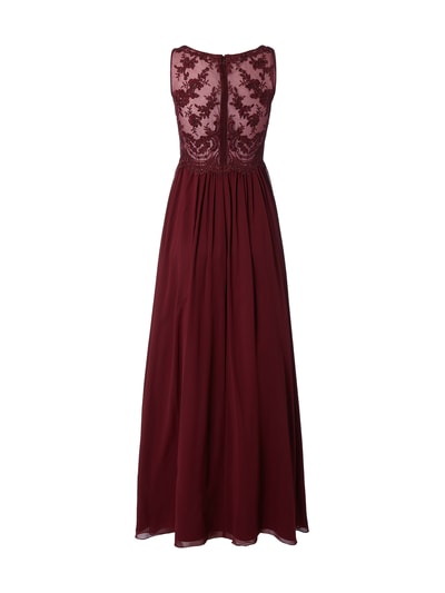 Laona Abendkleid mit Ziersteinen und floralen Stickereien Bordeaux 3