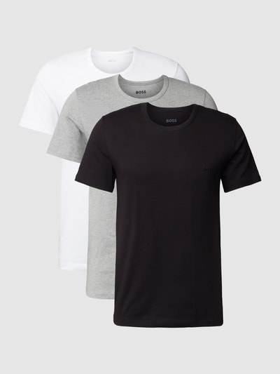 BOSS T-Shirt mit Label-Stitching im 3er-Pack Modell 'Classic' Mittelgrau Melange 2