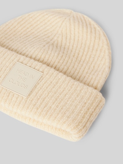 Pieces Beanie mit Umschlag und Patch Modell 'PYRON' Sand 2