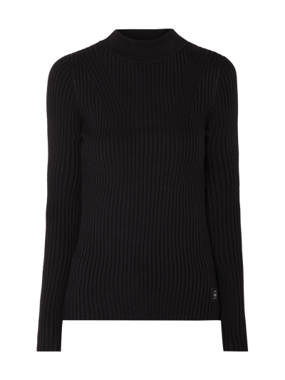 G-Star Raw Sweter z prążkowaną fakturą Czarny 2