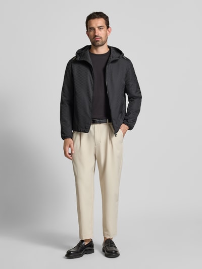 Emporio Armani Jacke mit Logo-Muster und Zweiwege-Reißverschluss Black 1