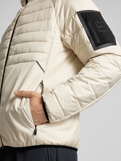 BOSS Green Regular fit gewatteerd jack met ritszakken, model 'URBANEX' Offwhite - 3