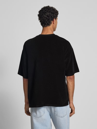 REVIEW T-shirt z prążkowanym okrągłym dekoltem Czarny 5