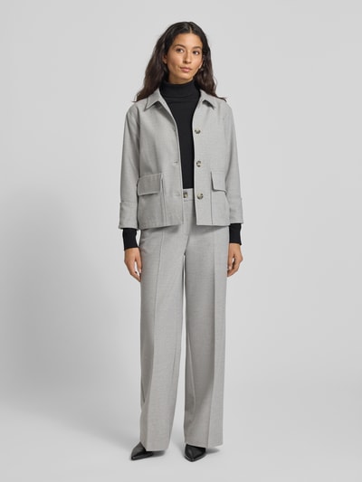 More & More Stoffen broek met bandplooien Lichtgrijs - 1