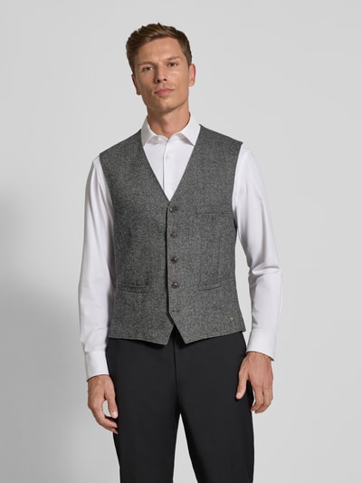 Carl Gross Wollen gilet met zijde model 'Wilson' Middengrijs - 4
