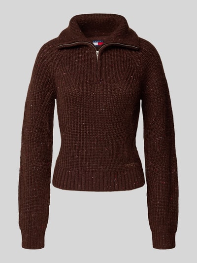 Tommy Jeans Regular Fit Troyer mit Woll-Anteil Modell 'NEP' Dunkelbraun 2