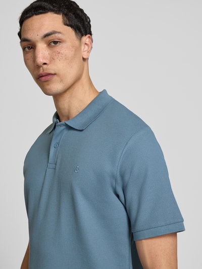 JACK & JONES Regular Fit Poloshirt mit Strukturmuster Modell 'AUSTIN' Jeansblau 3