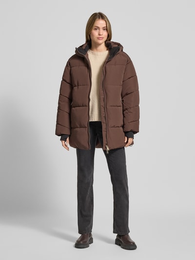 WITHBLACK Puffer Jacket mit Zweiwege-Reißverschluss Dunkelbraun 1