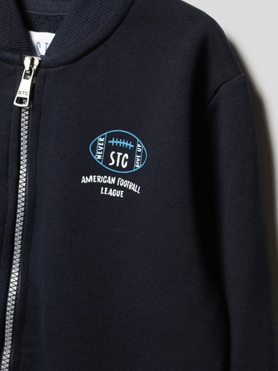 Staccato Sweatjacke mit Label- und Motiv-Print Modell 'Juli' Marineblau 2