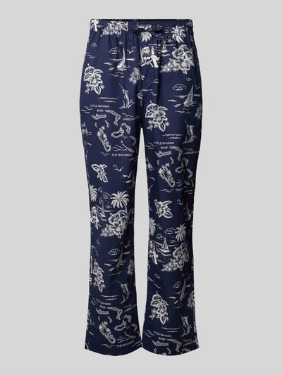 Produktfoto, Comfort Fit Pyjama-Hose aus reiner Baumwolle Modell 'PJ PANT-SLEEP-BOTTOM' von Polo Ralph Lauren Underwear, Optik:Allover-Muster, Farbe Dunkelblau mit weißen Details, Material reine Baumwolle, Tunnelzug, elastisch, seitliche Eingrifftaschen.