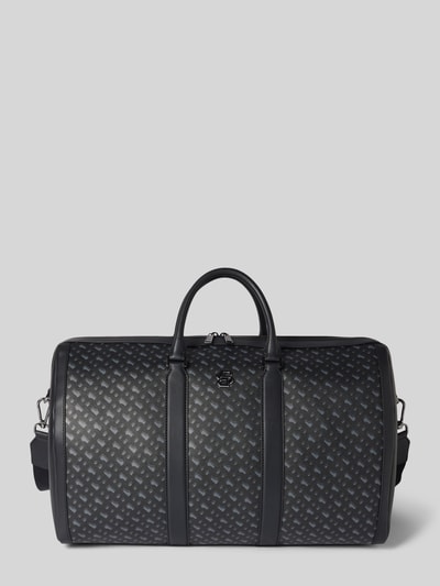 BOSS Duffle Bag aus Leder mit Label-Applikation Modell 'Holdall' Anthrazit 2