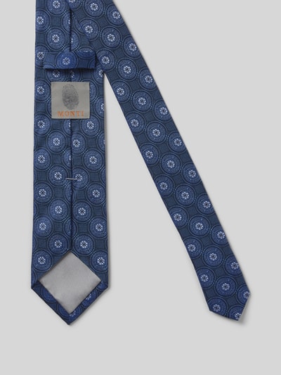 Monti Zijden stropdas met all-over print (7 cm) Marineblauw - 2