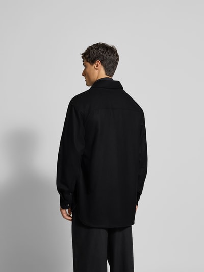 MAISON KITSUNÉ Regular Fit Freizeithemd aus reiner Wolle Black 5