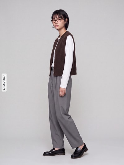 ONLY Regular Fit Pullunder mit einreihiger Knopfleiste Modell 'SIMONI' Schoko Melange 1