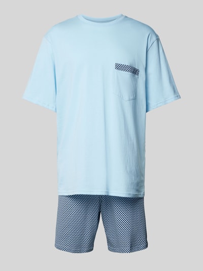 Schiesser Pyjama mit Brusttasche Hellblau 1