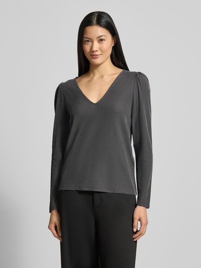 Vila Longsleeve mit V-Ausschnitt Modell 'ELEINAS' Pflaume 4