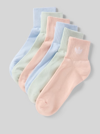 Produktfoto, Socken aus Baumwoll-Mix im 6er-Pack von adidas Originals, efekt: jednolity kolor, nadruk z logo, ściągacz: elastyczny, wykończenie materiału: drobny splot, materiał: mieszanka bawełny, pastelowe odcienie, zestaw 6 par