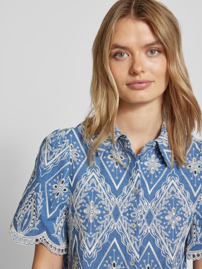 Mango Bluse mit Lochstickerei Modell 'MOORE' Blau 3