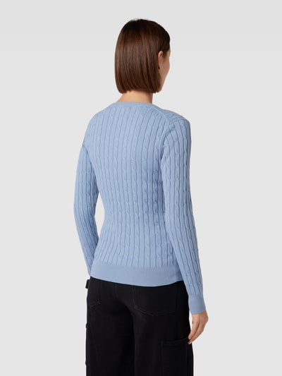 Gant Strickpullover mit Zopfmuster Rauchblau 5