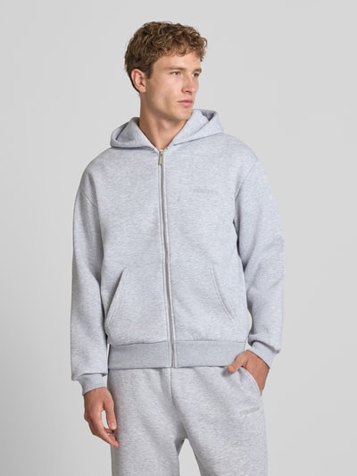 REVIEW Regular Fit Sweatjacke aus Baumwoll-Mix Hellgrau Melange 4
