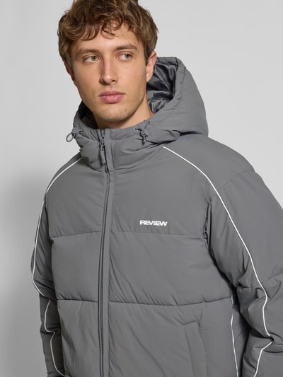 REVIEW Steppjacke mit Kapuze Dunkelgrau 3