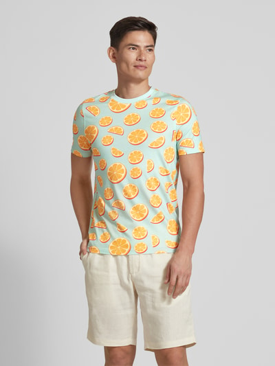 MCNEAL T-shirt we wzory na całej powierzchni Neonowy pomarańczowy 4