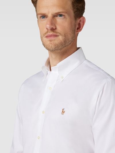 Polo Ralph Lauren Custom Fit Business-Hemd mit Button-Down-Kragen Weiss 3