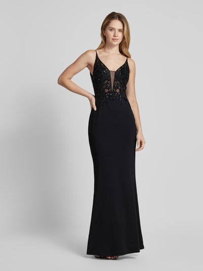 Jake*s Cocktail Abendkleid mit Spitzen- und Paillettenbesatz Black 4