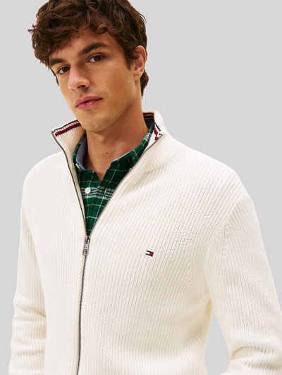 Tommy Hilfiger Regular Fit Strickjacke aus reiner Baumwolle Offwhite 3