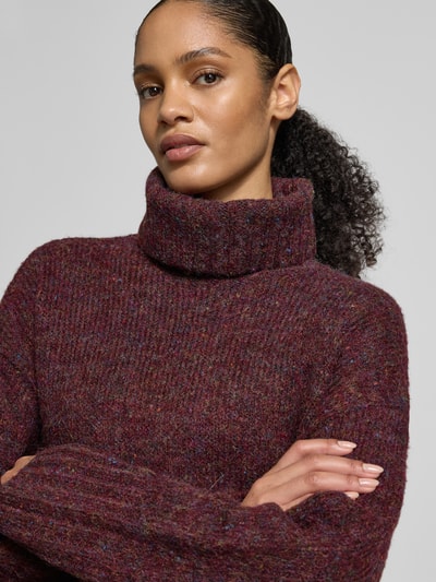 Vero Moda Golf o luźnym kroju z dodatkiem wełny model ‘INGRID’ Bordowy melanż 3