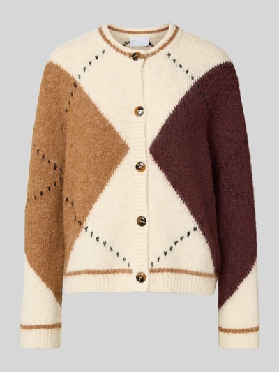 Jake*s Collection Regular Fit Jacke mit Woll-Anteil in Strick-Optik Ecru 2