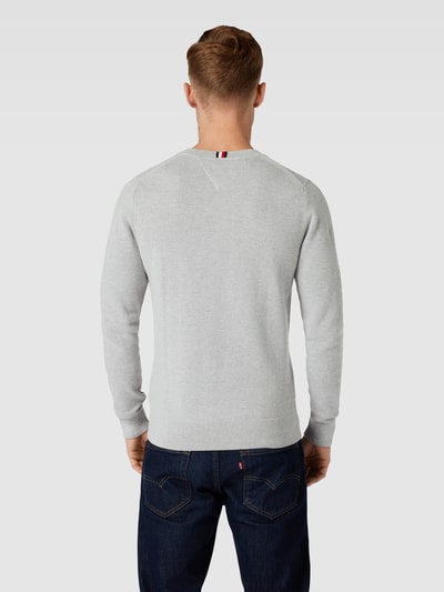 Tommy Hilfiger Gebreide pullover met labelstitching, model 'CHAIN' Zilver gemêleerd - 5