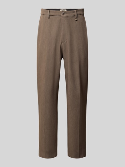 Produktfoto, Anzughose mit Bundfalten Modell 'WYACO' von DRYKORN, brauner Material-Mix mit Viskose, Regular Fit, strukturierte Oberfläche.