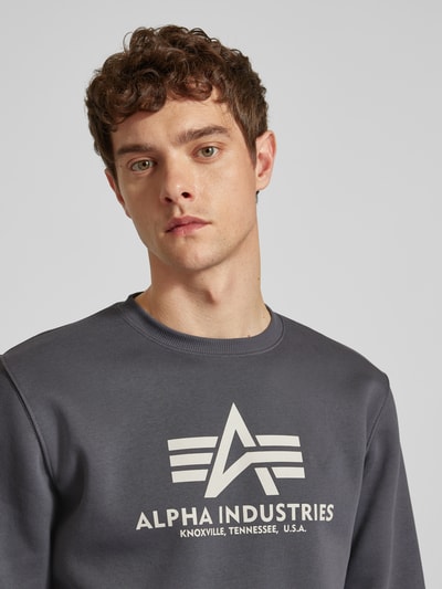 Alpha Industries „BASIC SWEATER” z nadrukiem z logo  Ciemnoszary 3