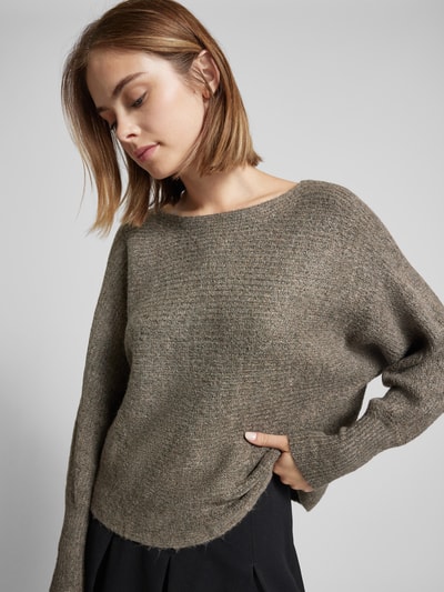 Only Pullover mit U-Boot-Ausschnitt Modell 'DANIELLA' Mittelbraun Mel 3