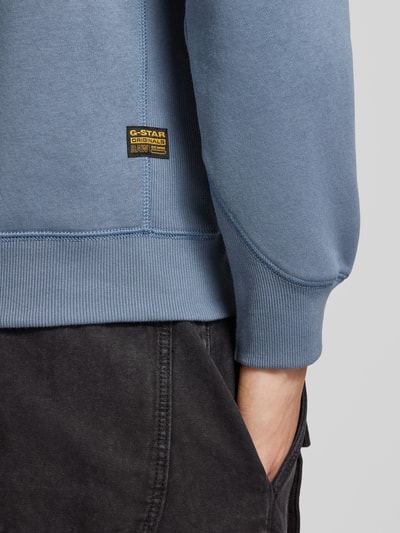 G-Star Raw Sweatshirt met labelstitching Rookblauw - 3