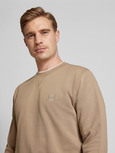 BOSS Orange Sweatshirt met labelpatch, model 'Westart' Beige - 3