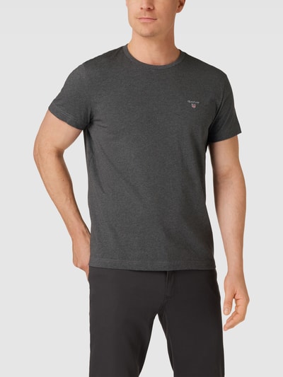 Gant T-Shirt mit Label-Stitching Anthrazit Melange 4