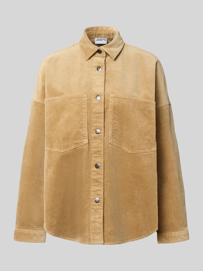 Jake*s Casual Bluzka koszulowa o kroju regular fit z imitacji sztruksu Piaskowy 2